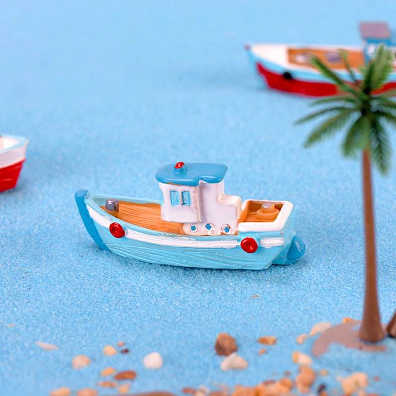 Ornament Crafts Miniature Figurines Miniature Ornament Marine Nautical Creative Sailboat Mode Room Decor Figurines Miniatures Mediterranean Style Ship Small boat ornaments
