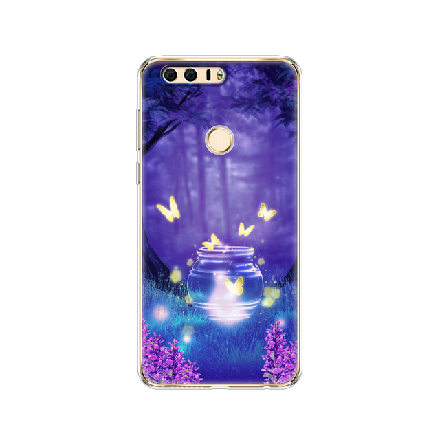 phone case for huawei honor 8 soft tpu silicon back cover 360 full protective printing clear coque