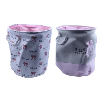 

2Pcs 35x40cm Pink Laundry Basket for Dirty Clothes Cotton Ballet Girl Bow Print Toys Organizer Home Storage & Organization(C & B