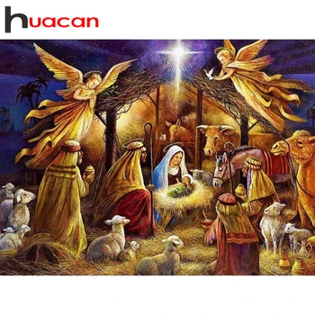 

Huacan 5D Diamond Painting Full Square Drill Religion Diamond Embroidery Angels Baby Cross Stitch Rhinestone Diamond Mosaic Gift