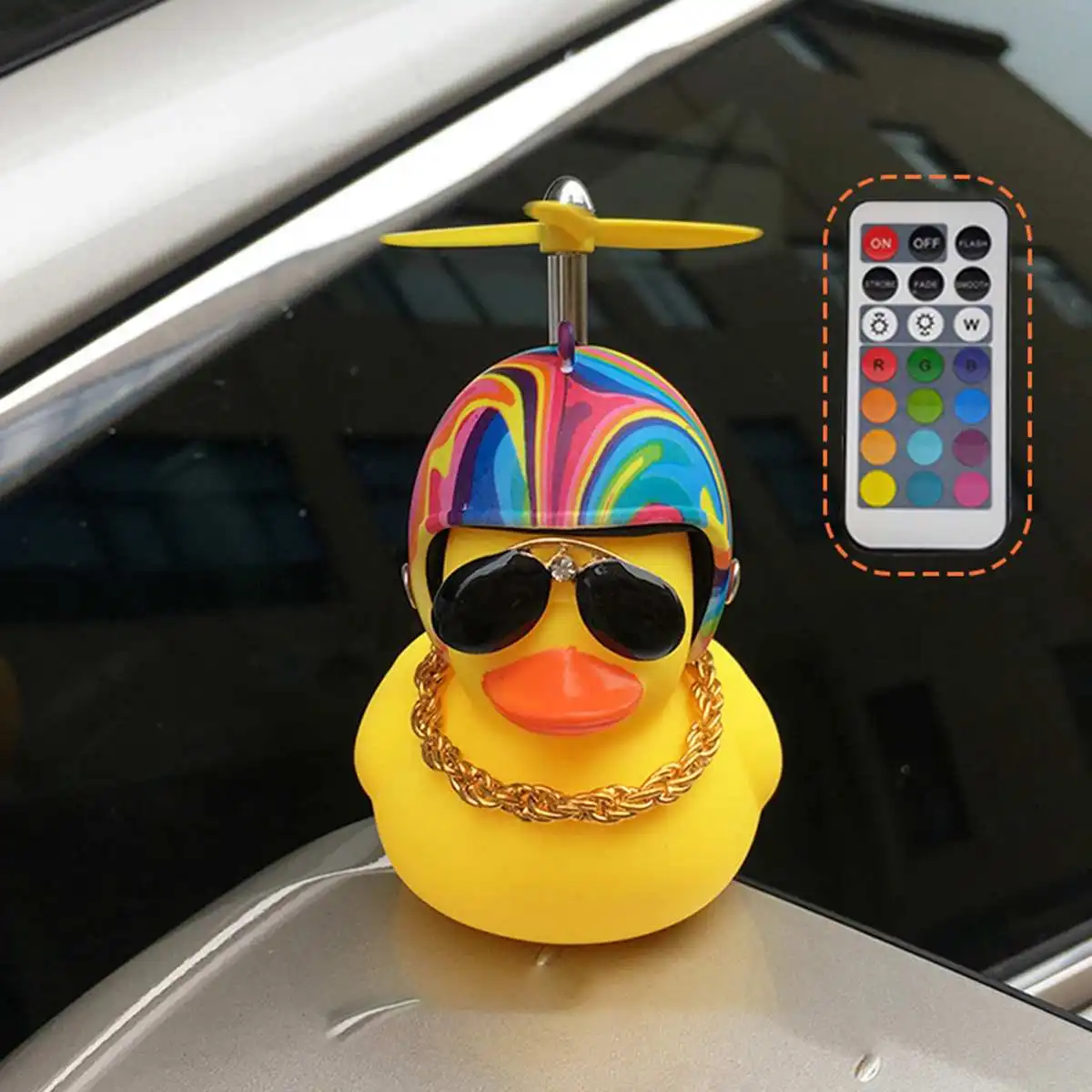 Велосипедный автомобиль магниты колокольчик сломанный ветер маленькая Желтая утка дистанционное управление MTB дорожный велосипед Мотор шлем езда светильник аксессуары - Цвет: Rainbow helmet