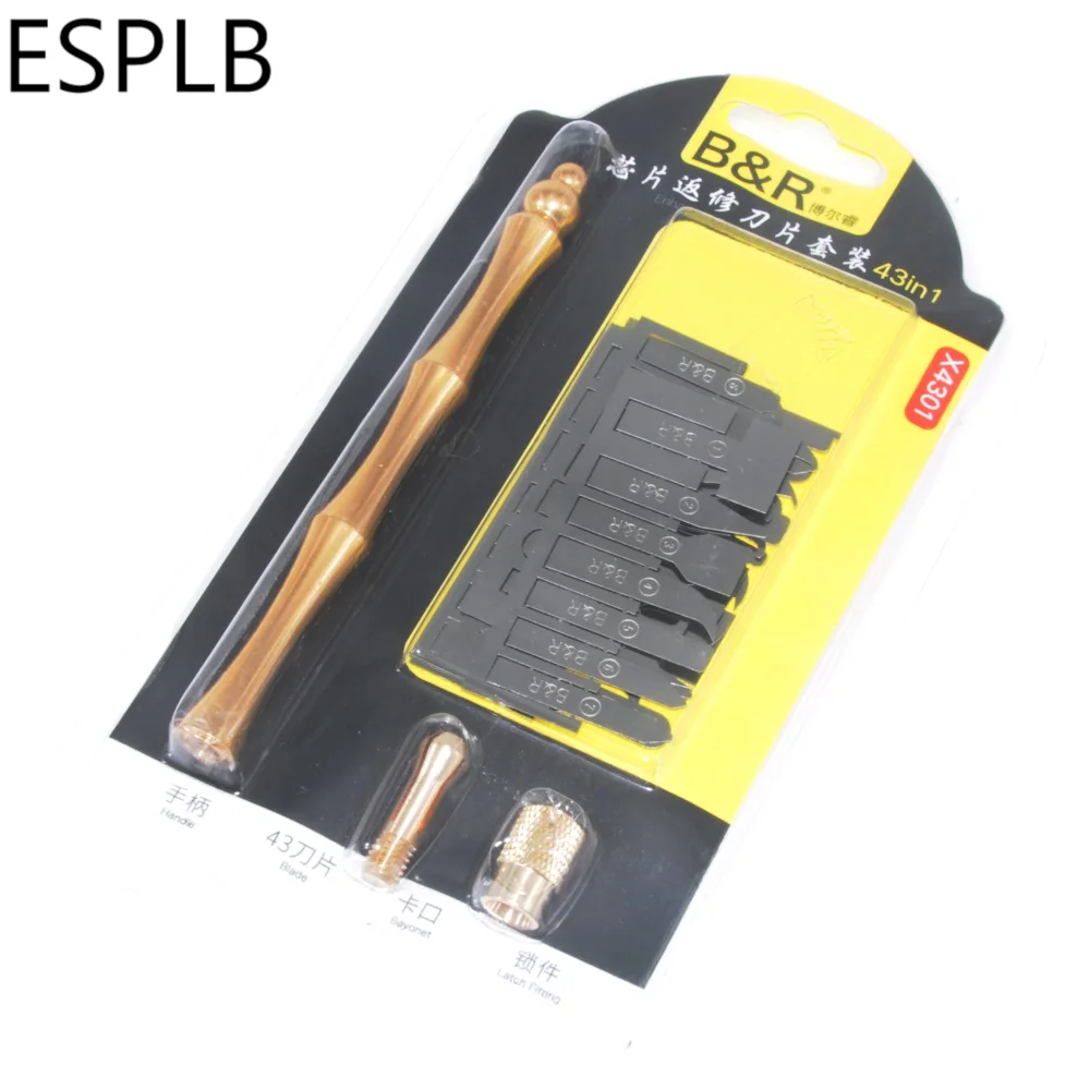 

BGA IC Chip Knife 43 in 1 Motherboard Hard Disk Circuit Board Toughness Curved Maintenance Disassemble Thin Blade Remover