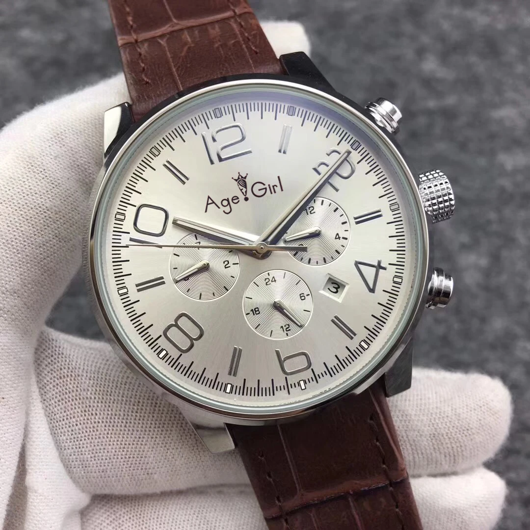 Leather White Роскошные брендовые Новые Мужские автоматические механические серебряные черные синие часы из нержавеющей стали Кожа ограниченная хроноходока наручные часы AAA - Цвет: Leather White