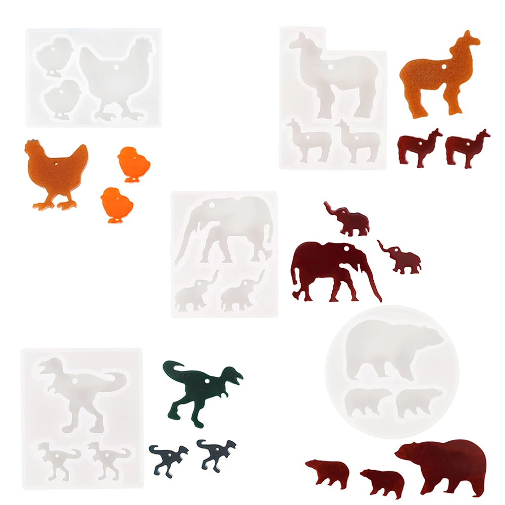 5 Kind Animals Silicone Casting Resin Molds For Diy Resin Pendant