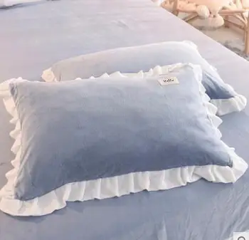 

Princess wind pillow pillowcase pair of pillowcases single flange coral velvet pillowcase