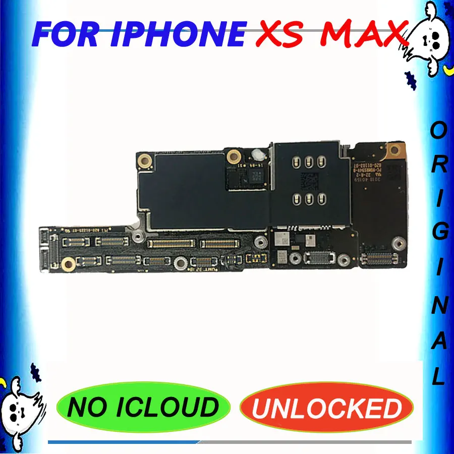 Материнская плата для iPhone XS Max, разблокированная материнская плата, 64G, 256G, 512G, без лица ID, полные чипы, IOS Logic, материнская плата iCloud, разблокировка