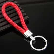 Creative Handmade Pu Braided Rope Leather Rope Keychain Pendant Single Ring Metal Pendant Customizable Manufacturers Wholesale