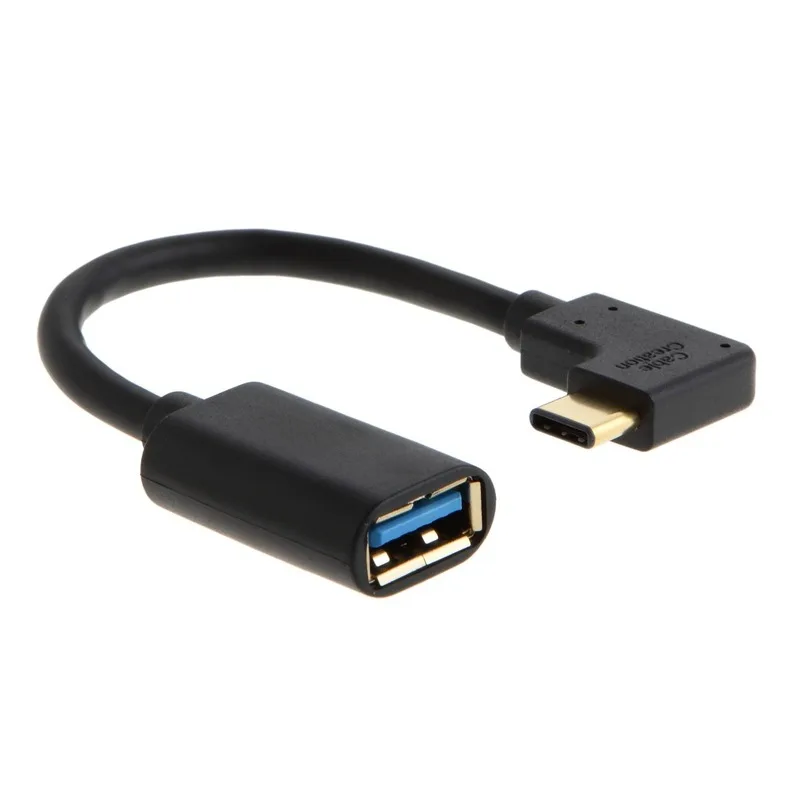 USB-C к USB 3,0 адаптер, 90 градусов USB C штекер к USB A Женский OTG кабель адаптер, совместимый с MacBook Pro, Dell XPS 15 и т. Д