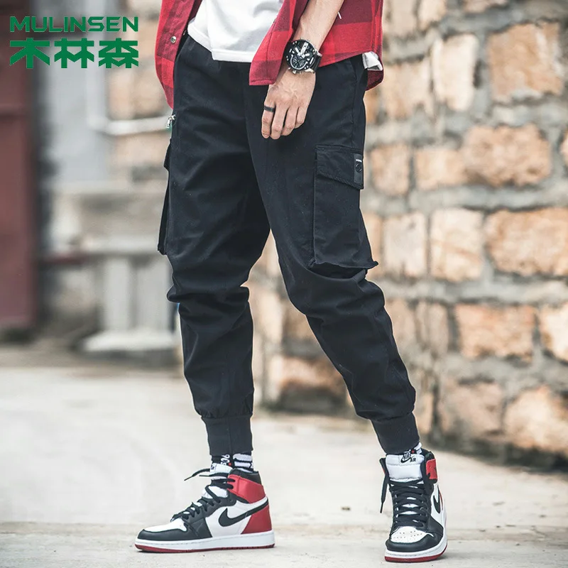 

MULINSEN Spring And Autumn New Style Street INS Solid Color Workwear Ankle Banded Pants Men Casual Sports Long Pants Men's