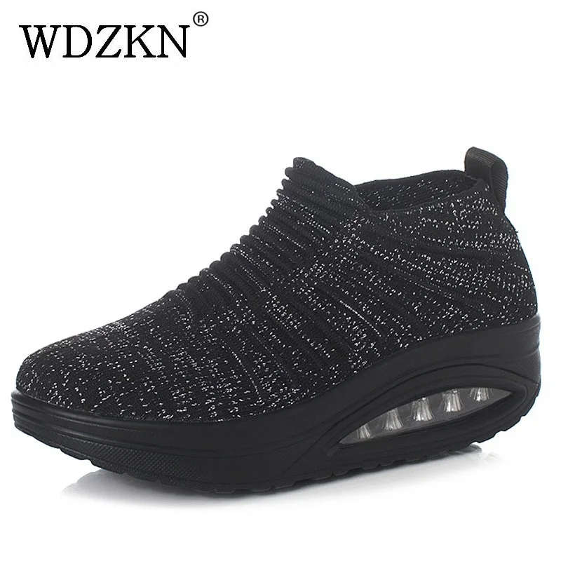 WDZKN/Модная плетеная сетка на плоской подошве женская обувь платформе дышащая