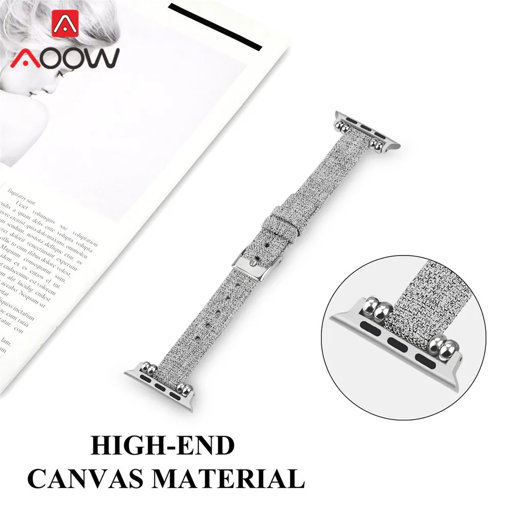 Тканый нейлоновый холщовый ремешок для часов для Apple Watch Series 3 2 1 38 мм 42 мм женский новый ювелирный ремень браслет ремешок для iwatch 4 40 мм 44 мм