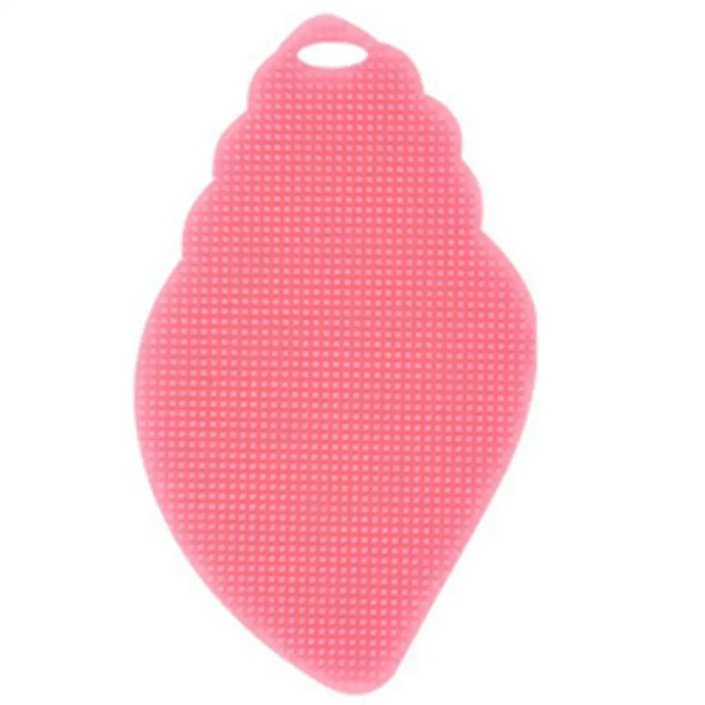 Pink Ткань для уборки листьев в форме двухсторонняя силиконовая щетка для мытья посуду тарелка Кухня для фруктов и овощей, Всемогущий щеточка для чистки - Цвет: Pink