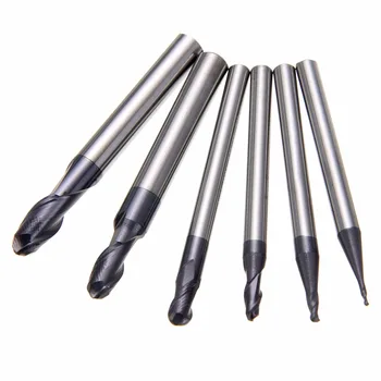 

6Pcs 2 Flutes Carbide End Mill Set Nitrogen Coated Ball Nose End Mill CNC Cutting Bit R0.5-3.0mm For Metal Milling Cutter Tool