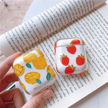 

Summer fruit Cherry Peach Earphone Headset Accessories PC Transparent case For Apple Airpods 1/2 Wireless Bluetooth Headset bags