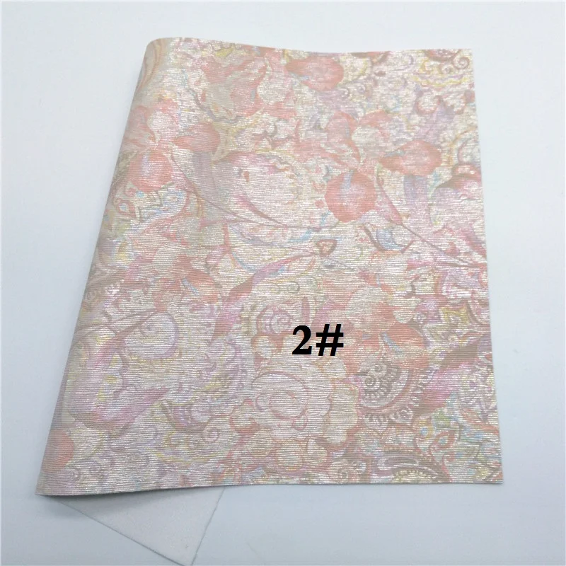 2 Glitterwishcome 21X29 см A4 размер с цветочным принтом искусственная кожа ткань, переливающиеся синтетические кожаные ткани листы для бантов, GM498A - Цвет: 2