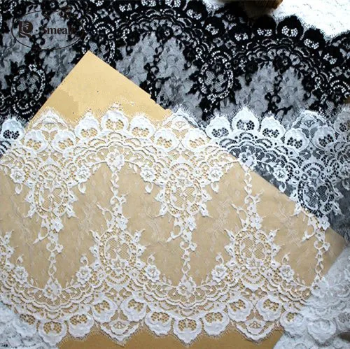 3 mt/paket Kostenloser Versand Breite 35 cm Weiß Schwarz DIY Exquisite Klassische Wimpern Spitze Dekoration Stickerei Spitze Stoff RS510