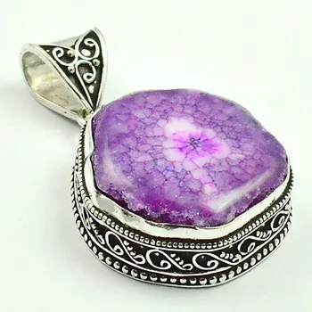 

Solar Quarts Pendant Silver Overlay over Copper , 46 mm, P4848