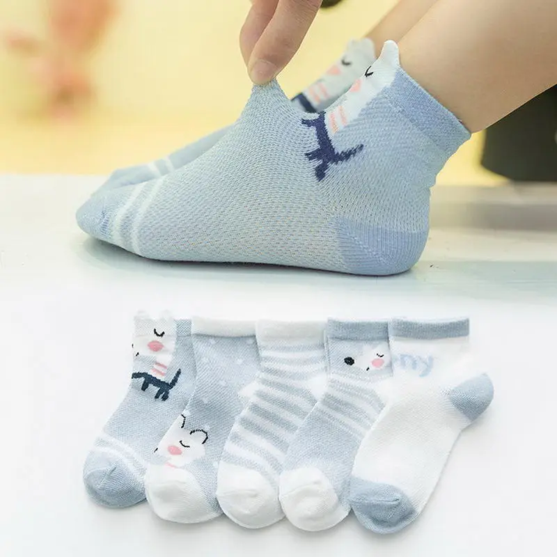 A 5 Pairs Children Boy Girls Cotton Socks Ankle Short Socks for Spring Summer YH-17 - Цвет: A