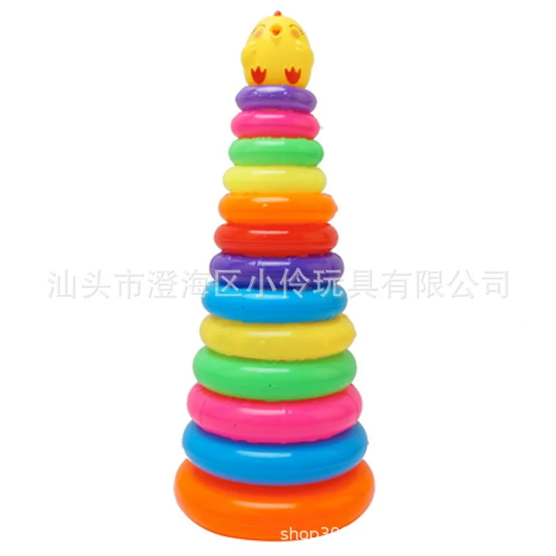 Детские игрушки цветные Мультяшные кольца с животными Радужное кольцо Дженга башня Дженга для детей раннего возраста
