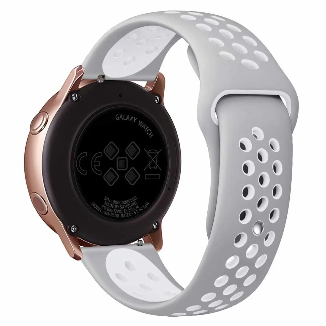 22 мм 20 мм спортивный ремешок для samsung gear Sport S2 S3 Galaxy Watch Active 42 мм 46 мм силиконовый ремешок для Huami Pebble Time huawei gt 2 - Цвет ремешка: gray white