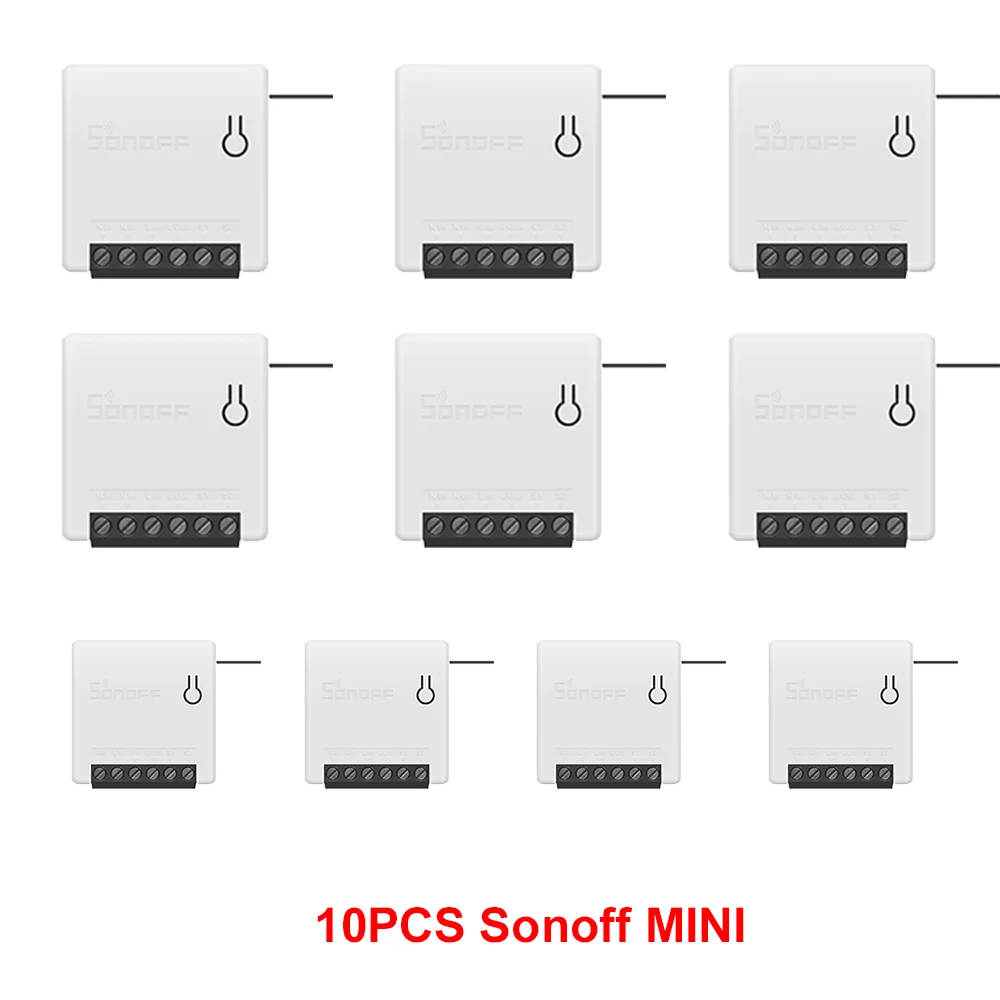 Itead 5/10/20 шт. Sonoff Мини DIY маленькое тело дистанционного Управление Интеллектуальный переключатель Wi-Fi Поддержка внешний переключатель работы с Alexa IFTTT - Комплект: 10 PCS Sonoff MINI