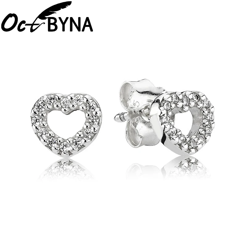 Octbyna, винтажные серебряные модные брендовые Кристальные серьги-гвоздики в форме сердца, Свадебные обручальные серьги-гвоздики с короной для женщин, ювелирные изделия - Окраска металла: 12