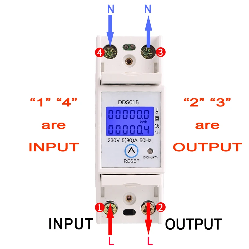 HLZS-Sinotimer Dds015 5-80A 230 В 50 Гц Кнопка сброса подсветки дисплей однофазный домашний рейка счетчик энергии