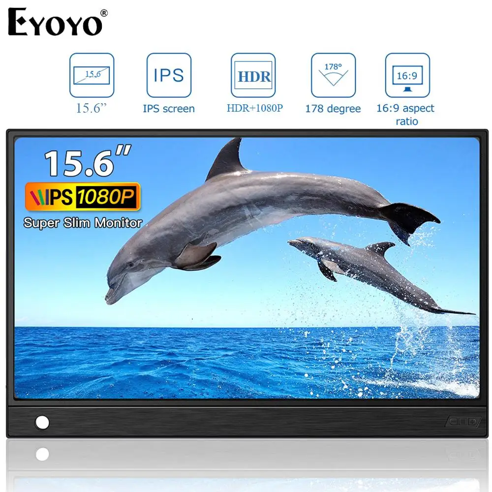 

Eyoyo EM15K Portable monitor 15.6'' HDR LCD HDMI USB Type C IPS Screen for PC laptop phone PS4 switch XBOX 1080p gaming monitor