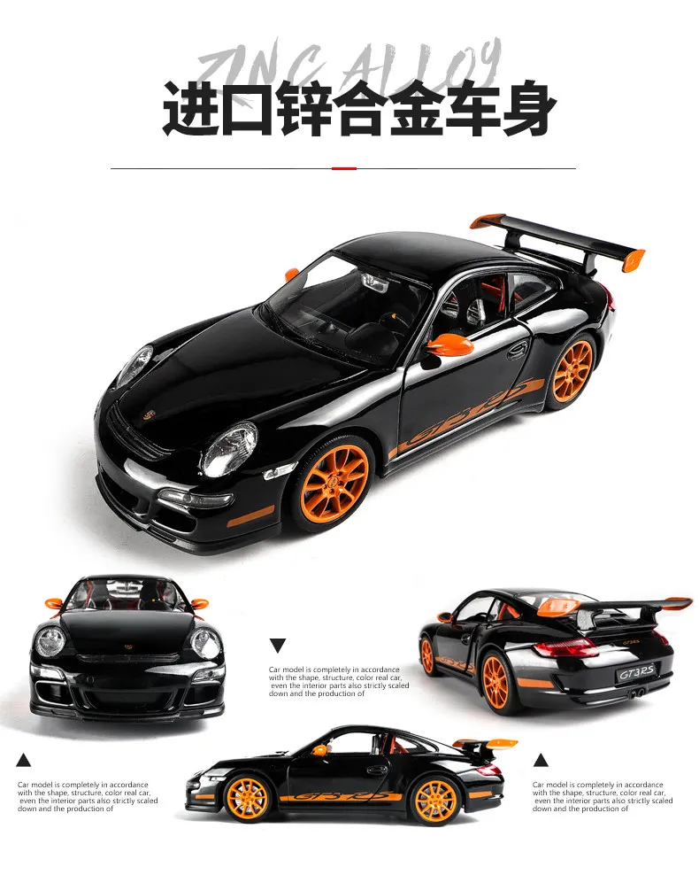 Welly 1:24 Porsche 911 GT3 RS модель автомобиля из сплава моделирование автомобиля украшение коллекция Подарочная игрушка Литье под давлением модель игрушка для мальчиков