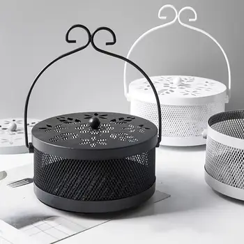 

Handle Fireproof Hollow Metal Mosquito Incense Coil Holder Burner Box Container Retro Mosquito Incense Burner Box Container