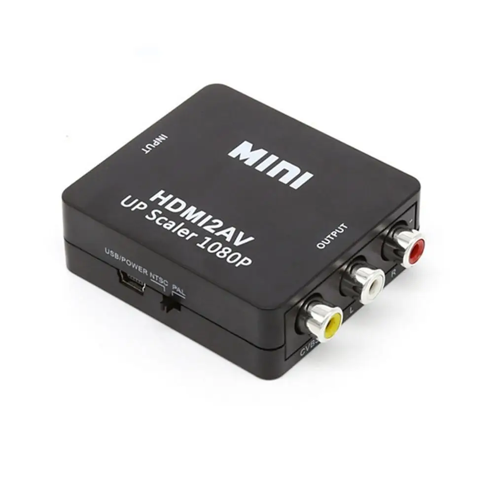 black 1080P мини HDMI к VGA к RCA AV композитный адаптер конвертер с 3,5 мм аудио кабель VGA2AV/CVBS+ аудио к ПК HDTV конвертер - Цвет: black
