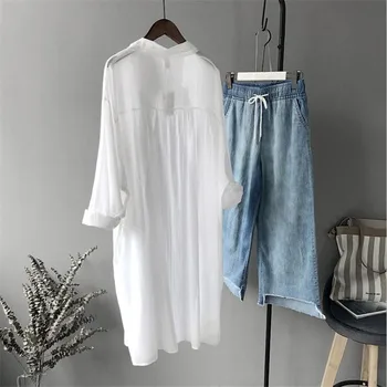 2020 Autumn Women Long Sleeve White Shirts Blouse High quality loose Blouse Tops Cotton Casual