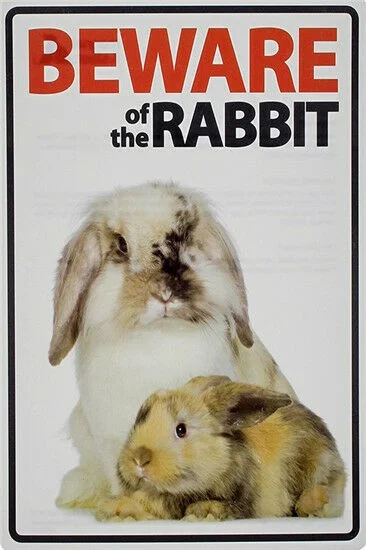 

Metal Tin Sign beware of rabbit Pub Home Vintage Retro Poster Cafe ART