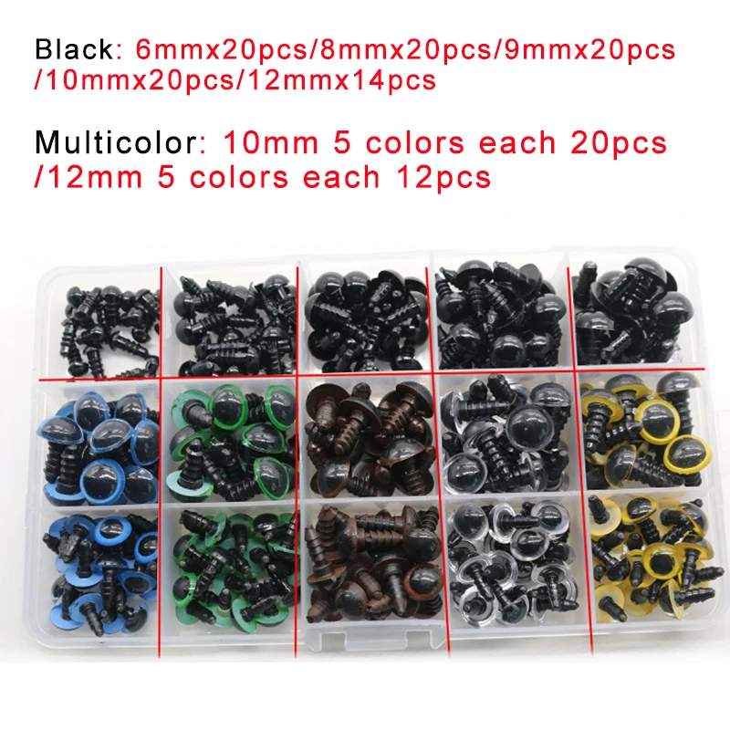 264 шт./кор. 6 мм 8 мм многоцветный защитные глаза для ToysTeddy чучело медведя оснастки животных амигуруми марионетка куклы глаза ремесла кукла ручной работы - Цвет: 264pcs with box