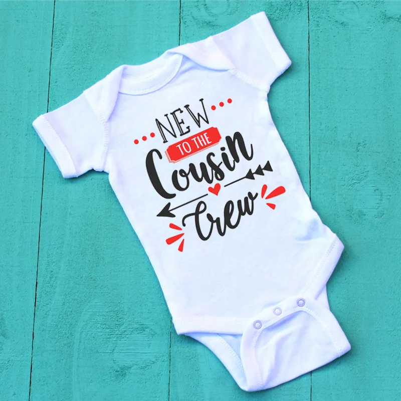 

2019 New Products Children Baby Onesie Romper Triangle Crawling Clothes New to the Cousin Crew Printed