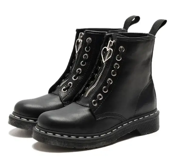 3cm heel Buono Scarpe/черные мотоботы в стиле панк; ботильоны из натуральной кожи на молнии; botas Mujer; женские ботинки на толстой платформе; ботинки на шнуровке - Цвет: 3cm heel