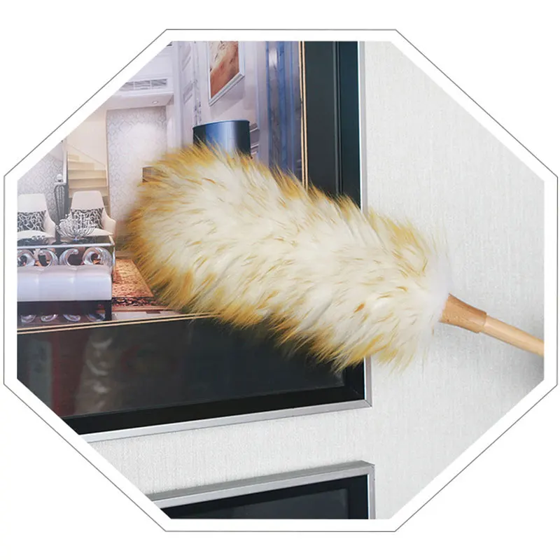Newly Convenient Long Wood Handle Household Dust Mites Soft Non-static Furniture Lambswool Brush VA88