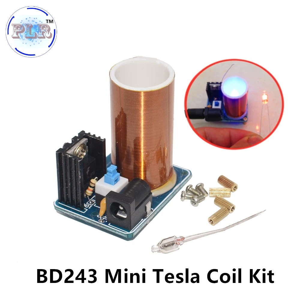 1PCS BD243 Mini Tesla Coil Kit Magic Props DIY Parts Empty Lights Technology Diy Electronics BD243C | Электронные компоненты и