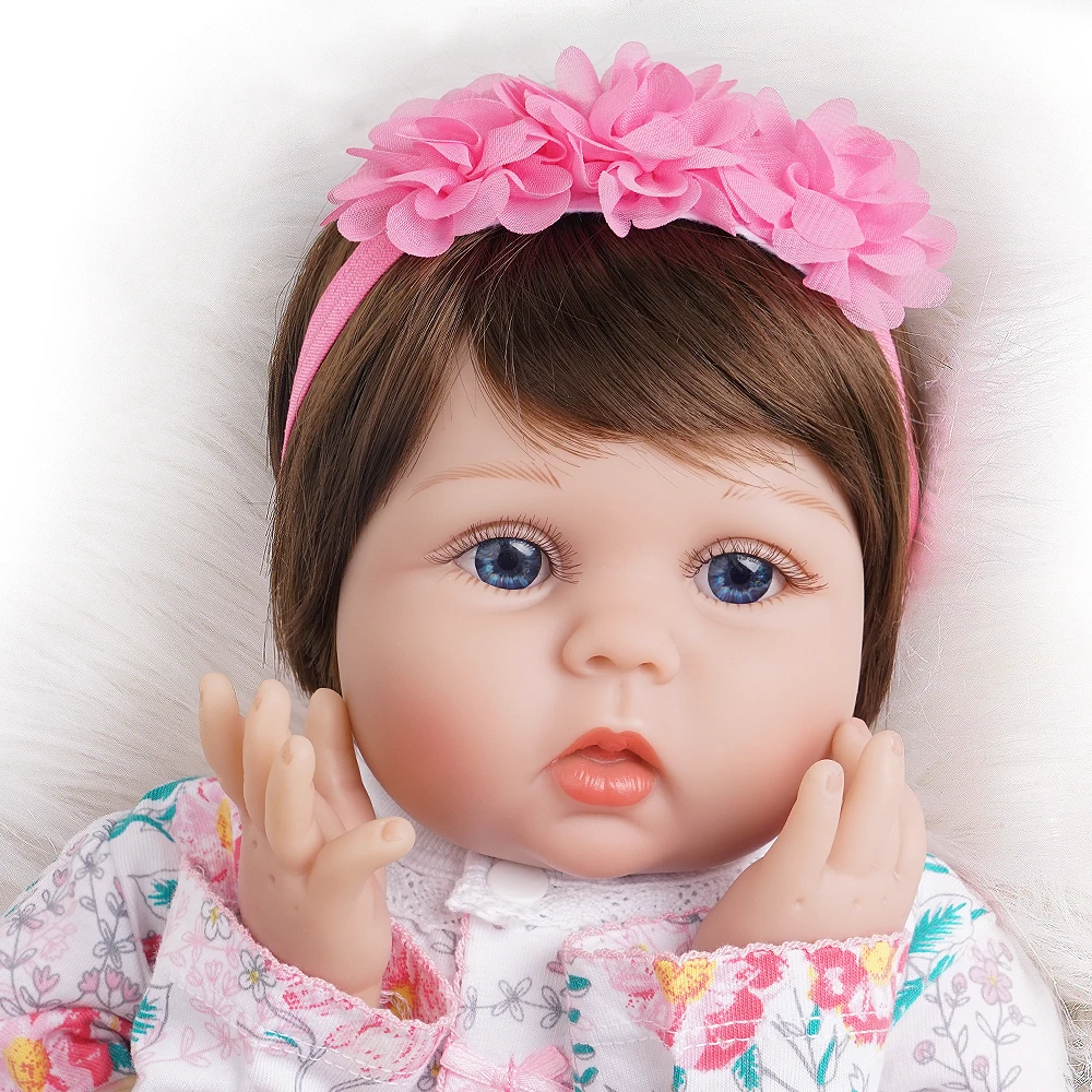 55 см Reborn Baby Dolls девочка новорожденная игрушка силиконовый винил Белый Цветочный наряд