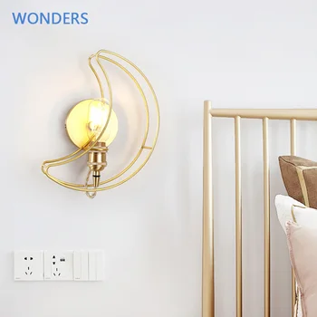 

Nordic minimalist moon wall lamp luxury art bedside brass wall lamp living room decorative lamp aisle corridor background lamp