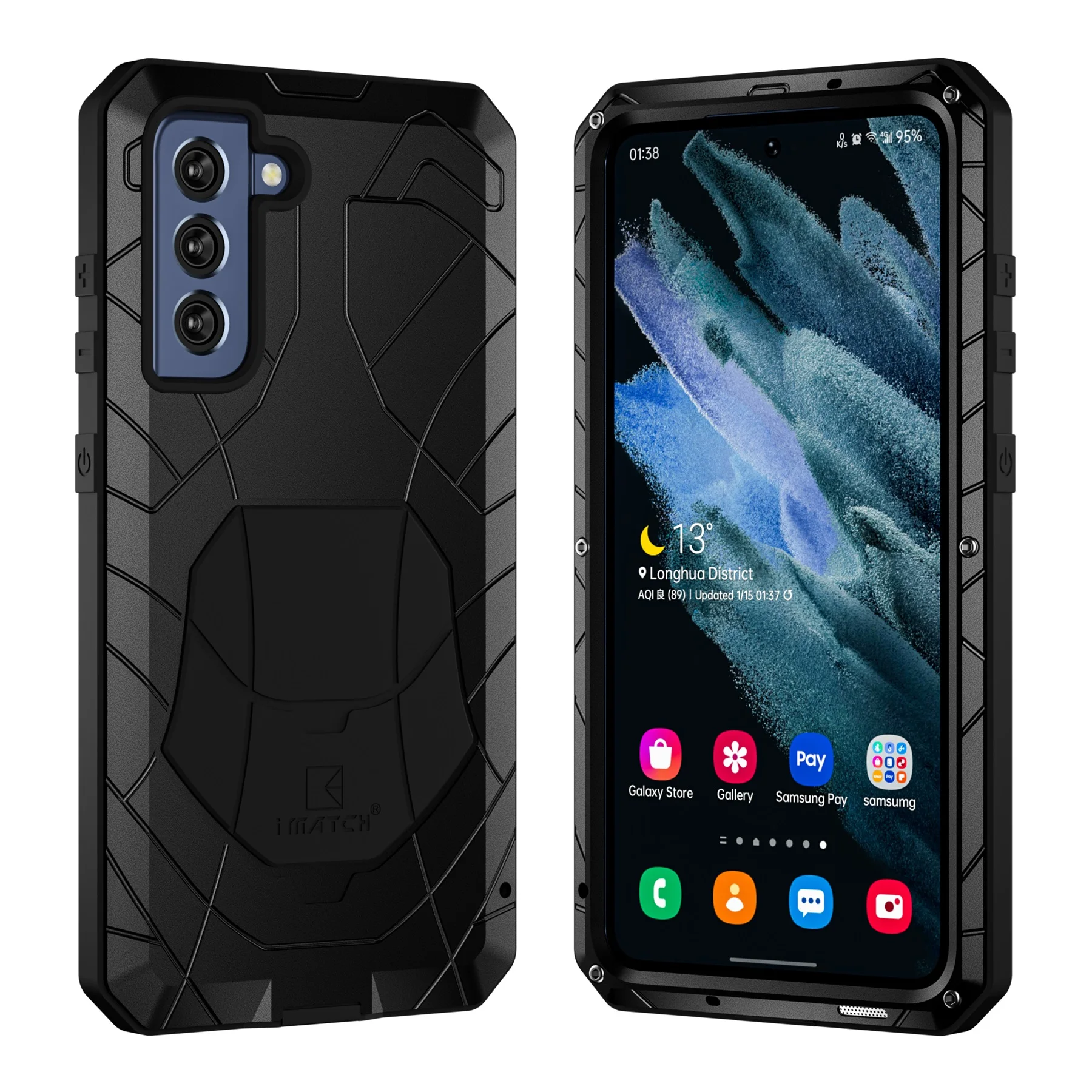 

For Samsung Galaxy S21 FE Case Hard Aluminum Metal Heavy Duty Protection Cover for Galaxy S21FE Tempered Glass Phone Accessries