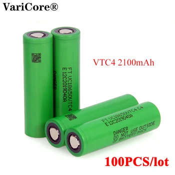 

100PCS VariCore 100% Original 3.6V 18650 VTC4 2100mAh High drain 30A battery VC18650VTC4 Electronic cigarettes