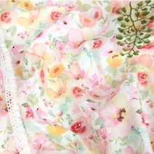 Полуярд импорт простая хлопковая ткань с элегантным цветочным принтом ручной работы DIY одежды платье детский материал хлопок T758