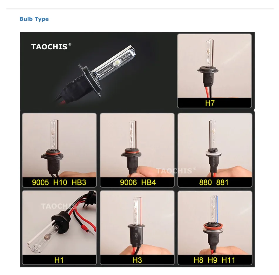 Taochis 12V 55W H3 Автомобильные ксеноновые лампы, сменный комплект фар, лампы 3000k 4300k 5000k 6000k 8000k 10000k 12000k
