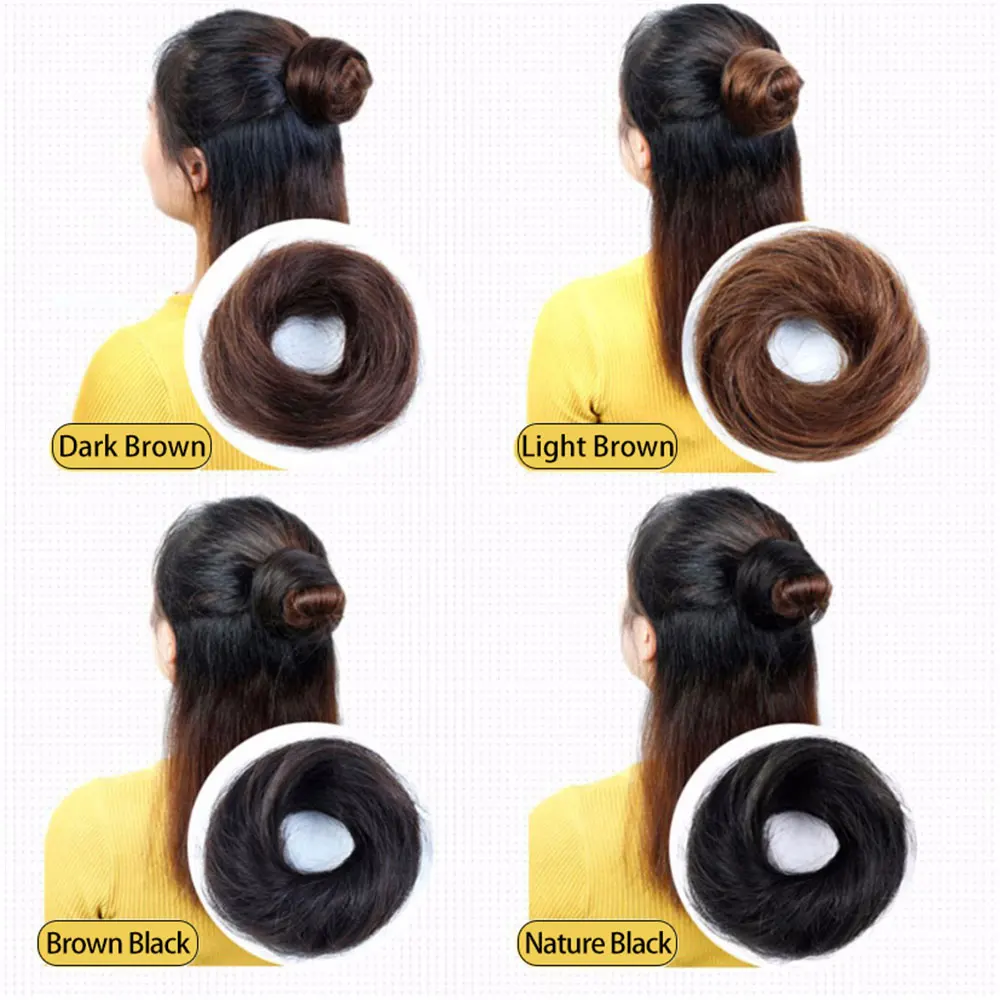 Hs 100 Human Hair Chignon Afro Hairpiece Fake Hair Bun Pieces