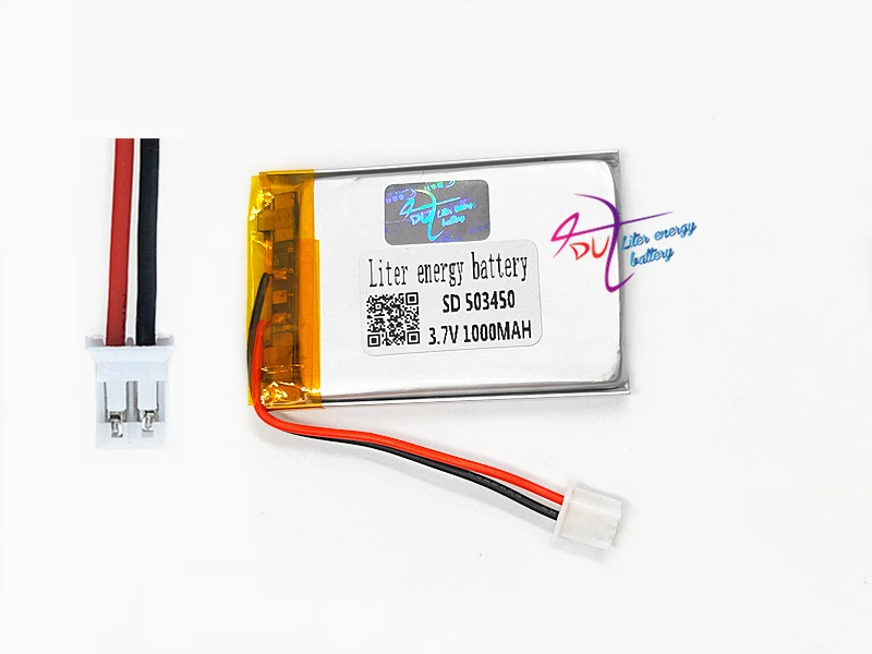 JST PH2.0 2pin 3 7 V 1000mAh 503450 литий полимерная LiPo аккумуляторная батарея для Mp3 DVD PAD Смарт
