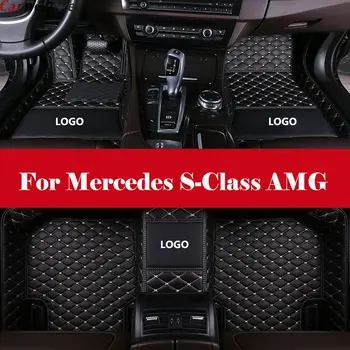 

Leather Floor Mat All Weather Full Set Trimmable Heavy Duty Interior Car Carpet Floor Mat For Mercedes S-Class AMG