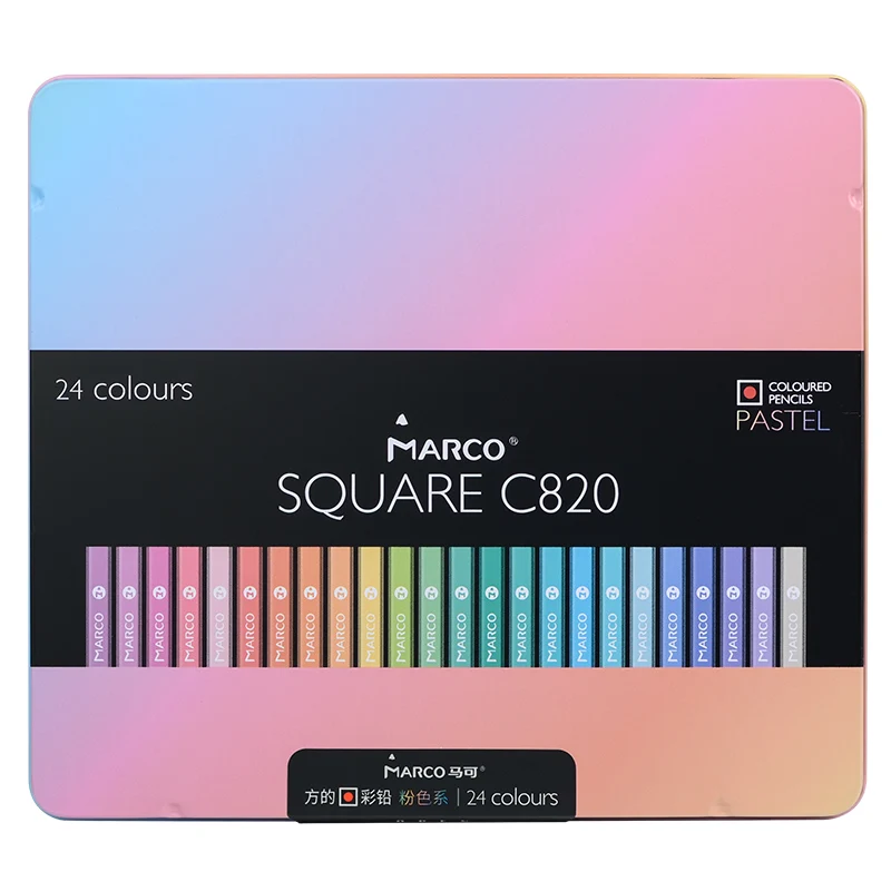 Marco 12/24 Colors SQUARE BODY Trendy Pastel Color Pencils Andstal oil Color Pencil Professional Colored Pencils for School - Image 2