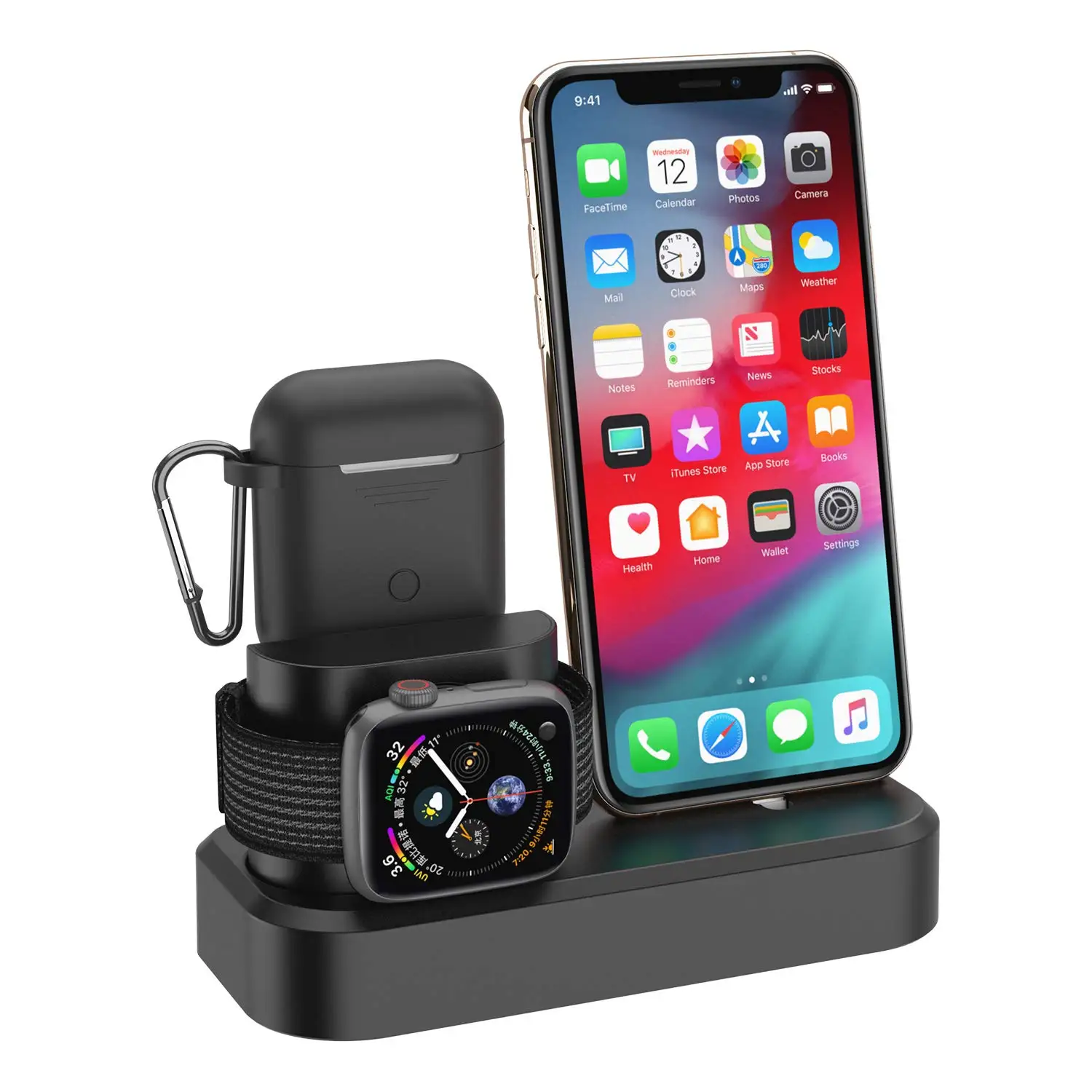 3 в 1 Зарядное устройство Док-станция для Apple Watch iPhone Airpods для Apple Watch Series 1 2 3 4 Airpods, iPhone Xs