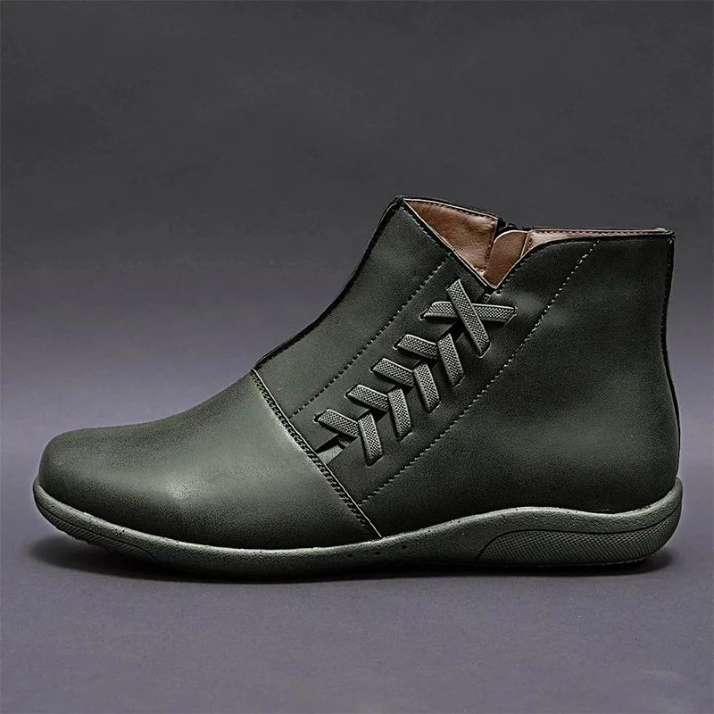 Tanie MCCKLE kobiety zamek Pu skórzane botki jesień kobieta do szycia stałe płaskie buty kobieta casual Plus rozmiar platformy damskie buty